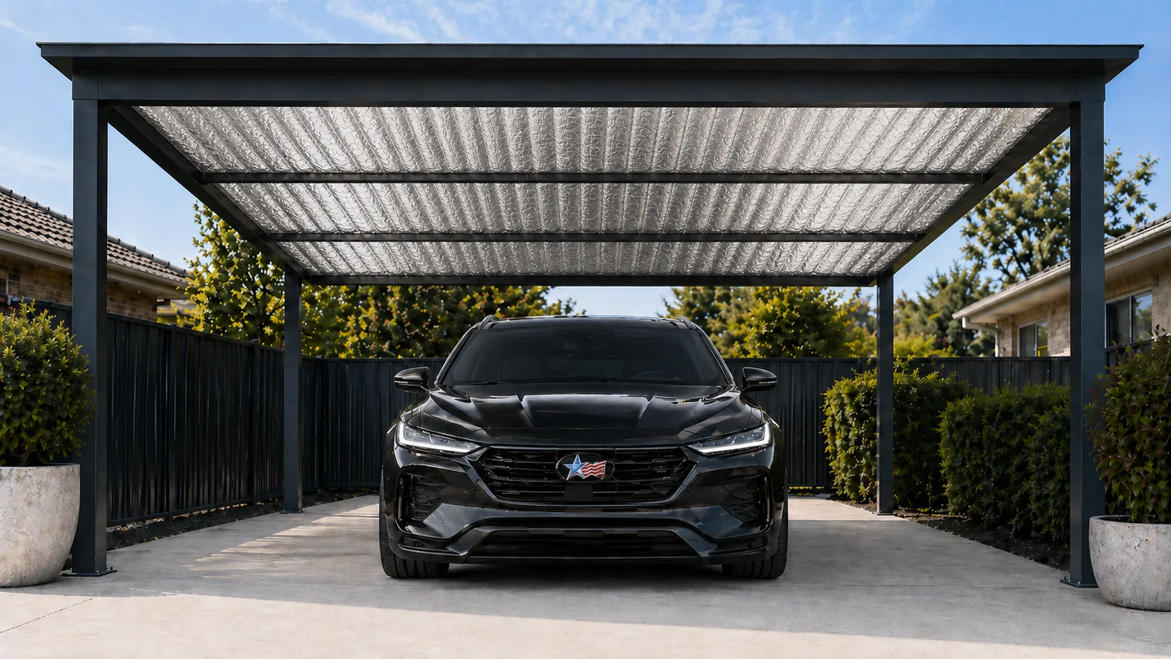 Carport reflective insulation installation