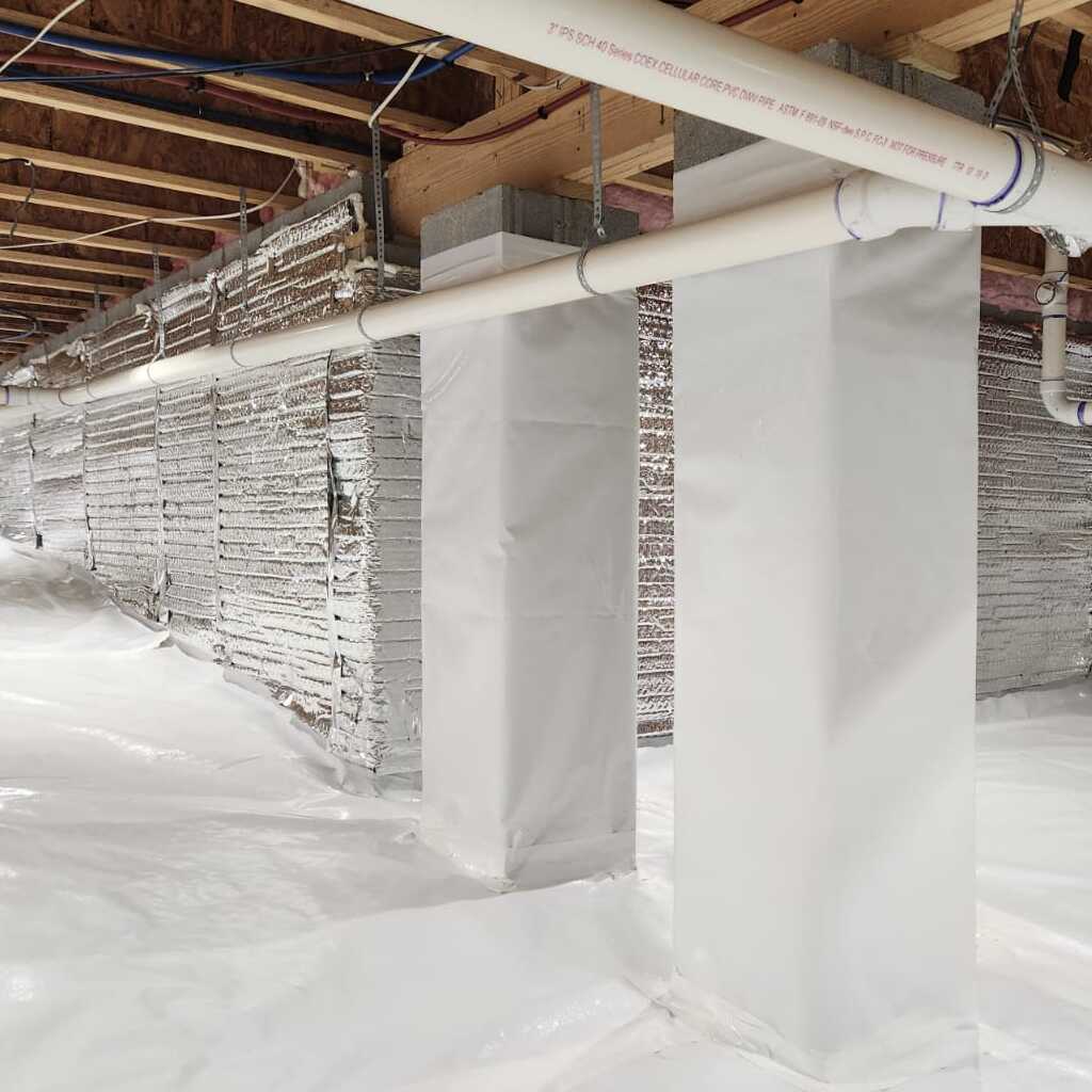 Crawl space encapsulation installation