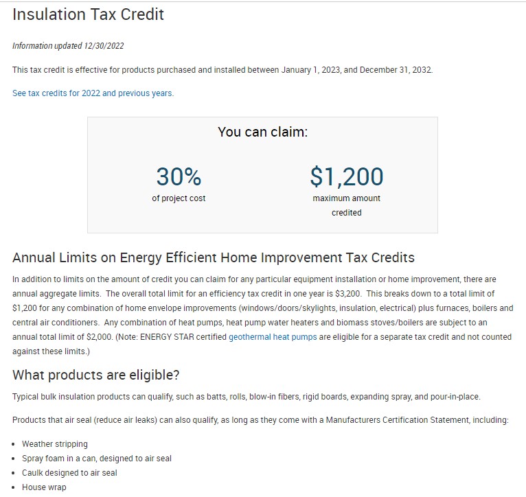 HOMEOWNER REBATES AND TAX CREDITS FOR 2023 Radiant Barrier USA